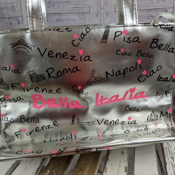 Bella Italia tote purse summer carry beach silver - Picture 4 of 6